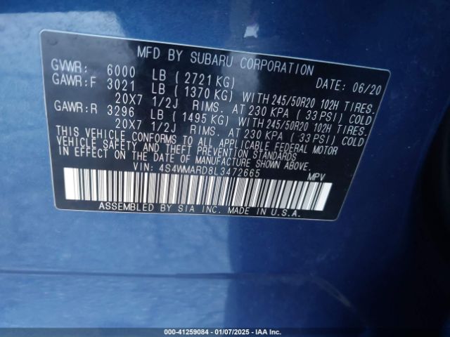 4S4WMARD8L3472665 Subaru Ascent Touring