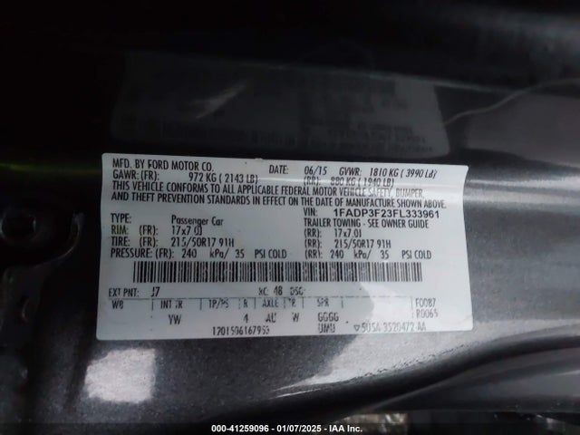 Ford FOCUS SE 2015 1FADP3F23FL333961 Image 9