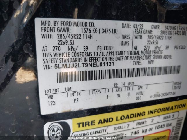 5LMJJ2LT9NEL01131 Lincoln Navigator Reserve