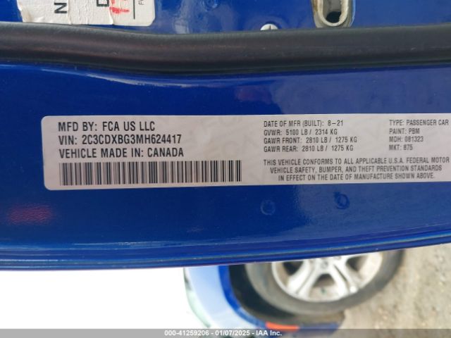 2C3CDXBG3MH624417 Dodge Charger Sxt Rwd