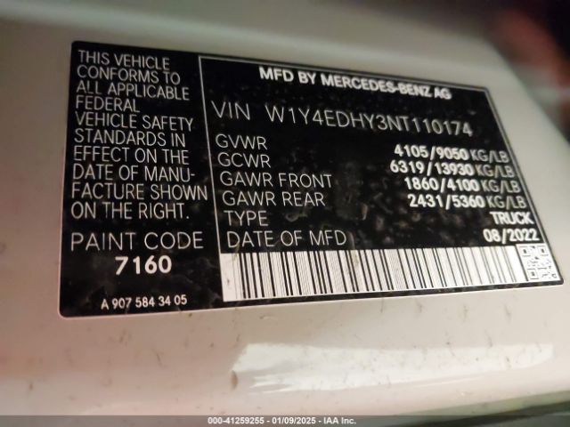 W1Y4EDHY3NT110174 Mercedes-Benz Sprinter 2500 High Roof V6