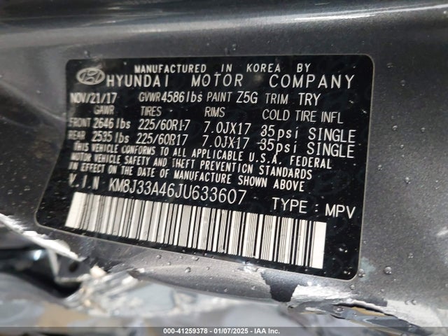 Hyundai TUCSON SEL 2018 KM8J33A46JU633607 Image 9