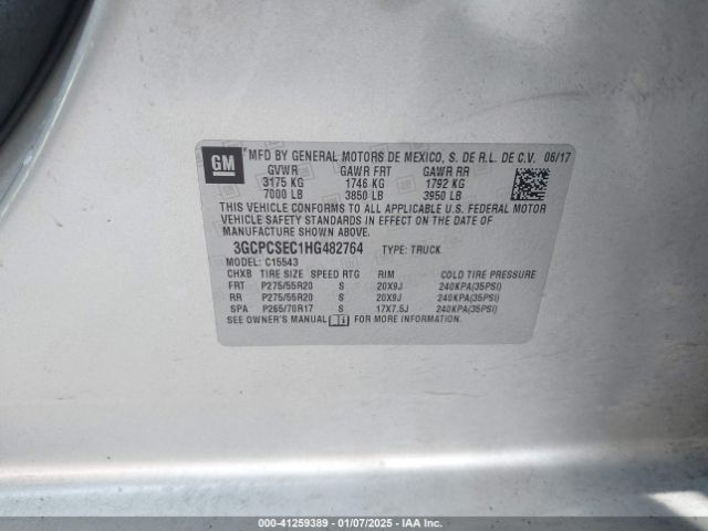3GCPCSEC1HG482764 Chevrolet Silverado 1500 1lz