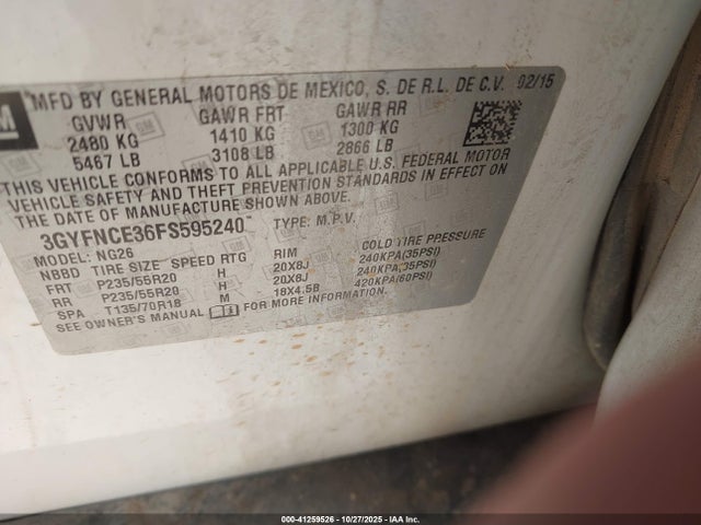 2015 CADILLAC SRX 3GYFNCE36FS595240 Photo 8