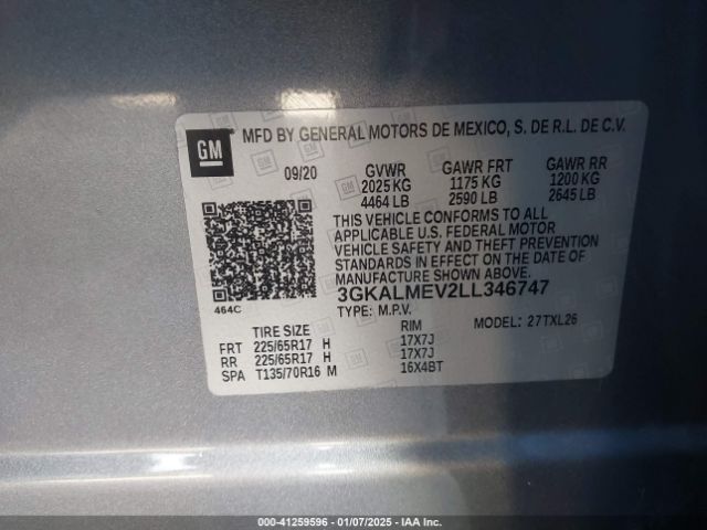 3GKALMEV2LL346747 GMC Terrain Fwd Sle