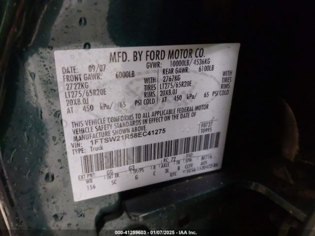 2008 FORD F-250 1FTSW21R58EC41275 Photo 8