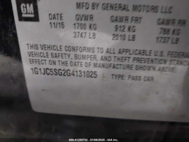 1G1JC5SG2G4131025 Chevrolet Sonic Lt Auto