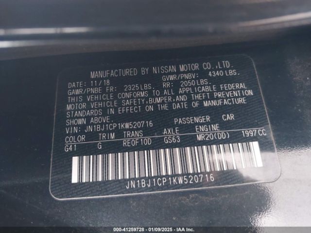 JN1BJ1CP1KW520716 Nissan Rogue Sport S