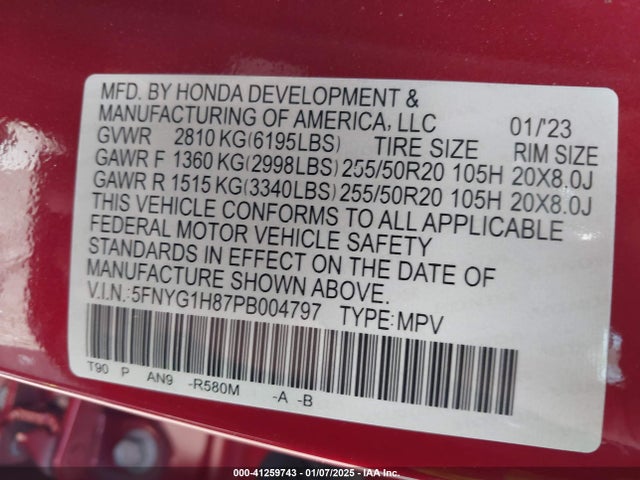 Honda Pilot Awd Elite 2023 5FNYG1H87PB004797 Image 9