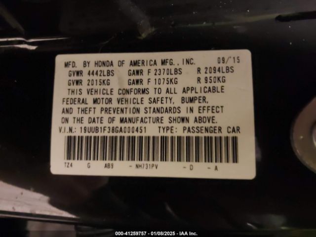 19UUB1F38GA000451 Acura TLX