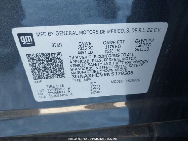 2022 CHEVROLET EQUINOX 3GNAXHEV9NS179505 Photo 8