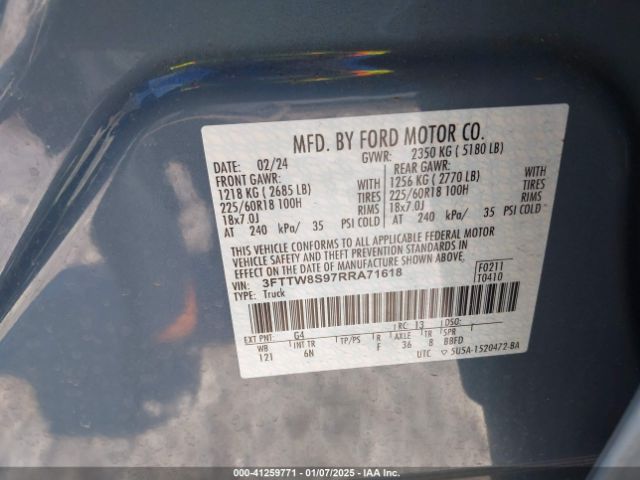 3FTTW8S97RRA71618 Ford Maverick Lariat