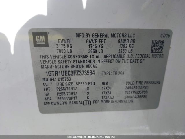 1GTR1UEC3FZ373584 GMC Sierra 1500 Sle