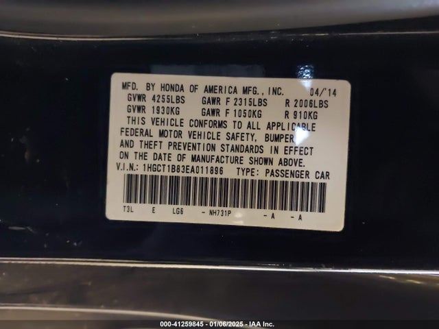 Honda Accord Ex-l 2014 1HGCT1B83EA011896 Image 9