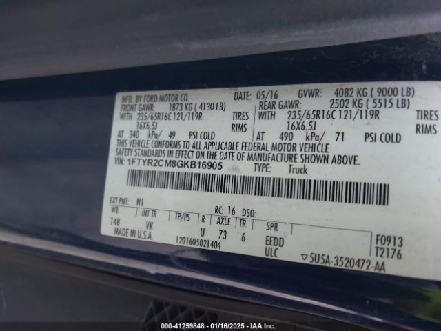 1FTYR2CM8GKB16905 Ford Transit-250