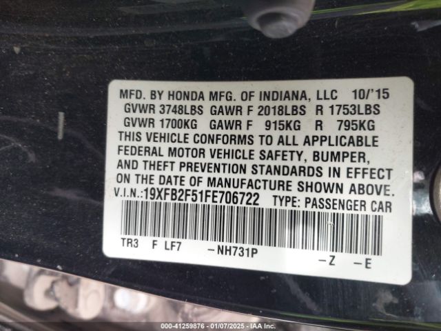 19XFB2F51FE706722 Honda Civic Lx