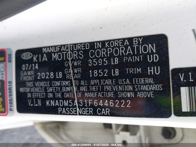KIA RIO LX 2015 KNADM5A31F6446222 Image 9