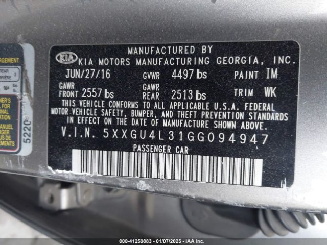 5XXGU4L31GG094947 KIA OPTIMA EX