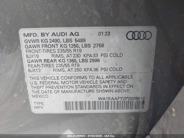 WA1EAAFY2P2099516 Audi Q5 Premium Plus 45 Tfsi S Line Quattro