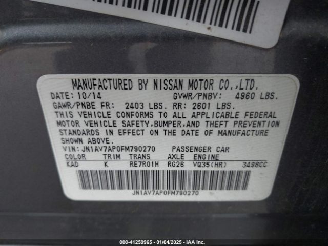 JN1AV7AP0FM790270 Infiniti Q50 Hybrid Sport