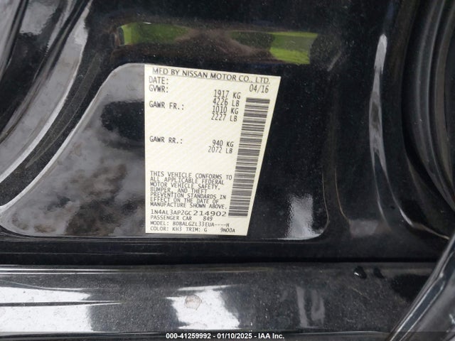 Nissan Altima 2.5 S 2016 1N4AL3AP2GC214902 Image 9