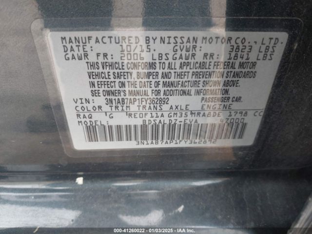 3N1AB7AP1FY362892 Nissan SENTRA SV