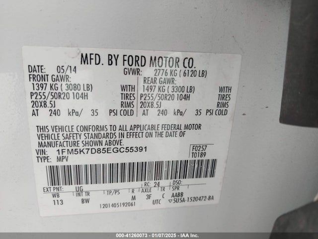 Ford EXPLORER XLT 2014 1FM5K7D85EGC55391 Image 9