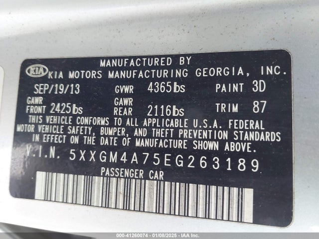 KIA Optima Lx 2014 5XXGM4A75EG263189 Image 9
