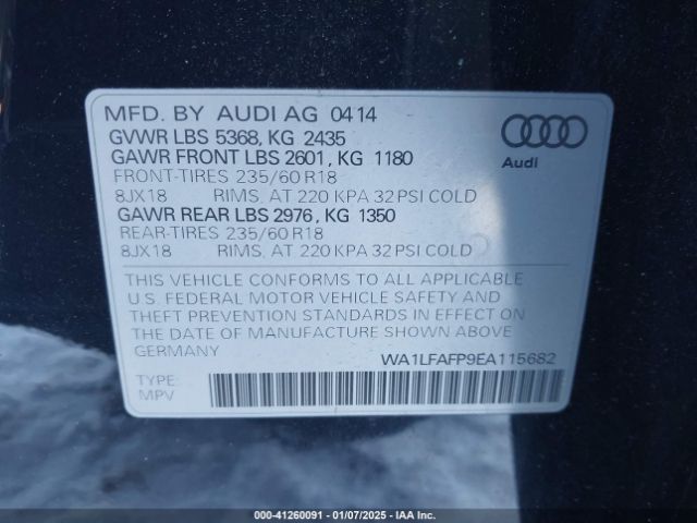 WA1LFAFP9EA115682 Audi Q5 2.0t Premium