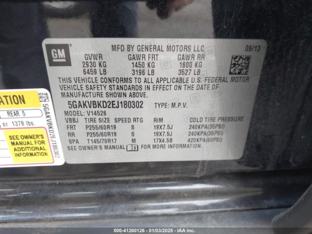 5GAKVBKD2EJ180302 Buick Enclave Leather