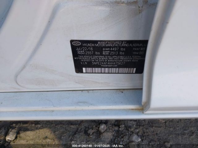 5NPE24AF4HH475627 Hyundai SONATA SE