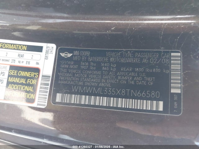 2008 MINI COOPER CLUBMAN WMWML335X8TN66580 Photo 8