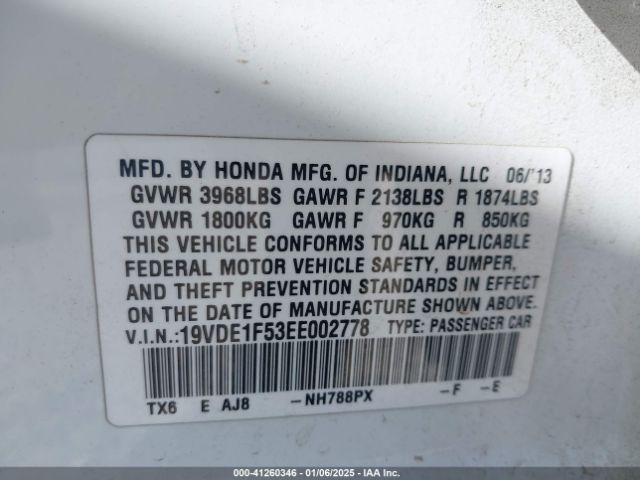 19VDE1F53EE002778 Acura Ilx 2.0l