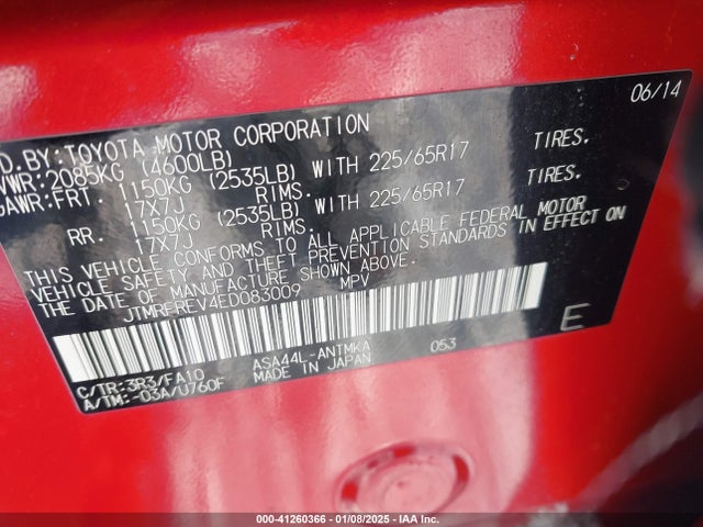 Toyota Rav4 Xle 2014 JTMRFREV4ED083009 Image 9