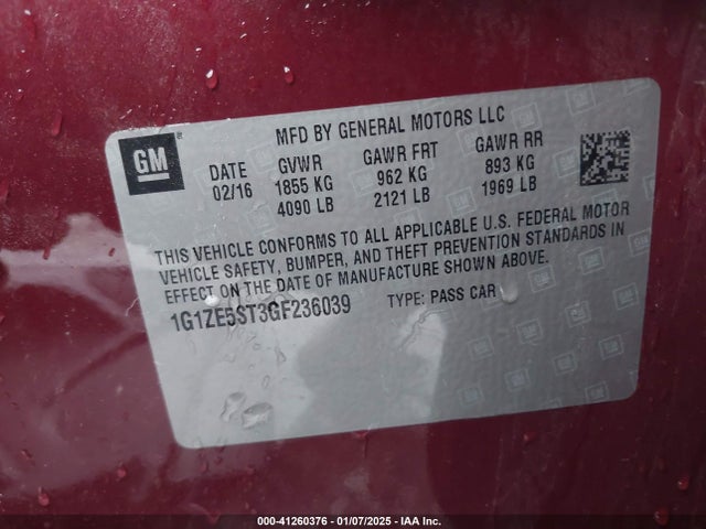 Chevrolet MALIBU 1LT 2016 1G1ZE5ST3GF236039 Image 9