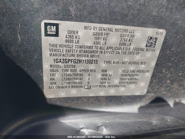 Chevrolet Express 3500 Lt 2017 1GAZGPFG2H1130215 Image 9