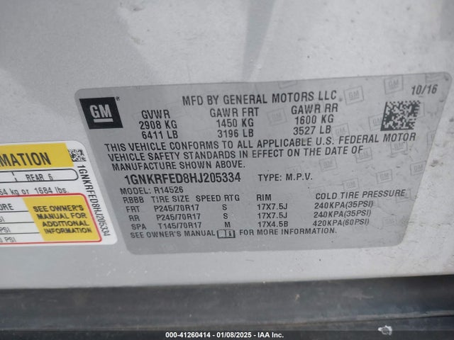 Chevrolet Traverse Ls 2017 1GNKRFED8HJ205334 Image 9