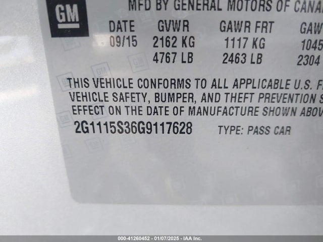 2G1115S36G9117628 Chevrolet Impala 2lt