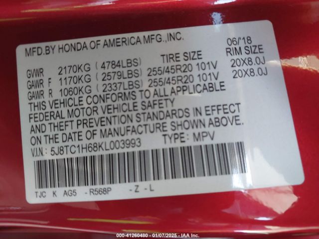 5J8TC1H68KL003993 Acura Rdx A-spec Package