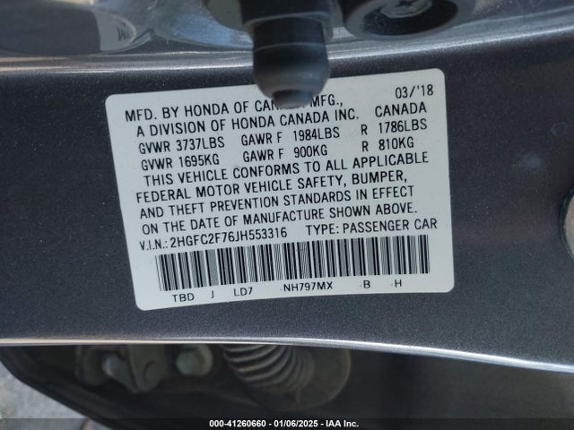 Honda k20c2 2018 2HGFC2F76JH553316 Image 9