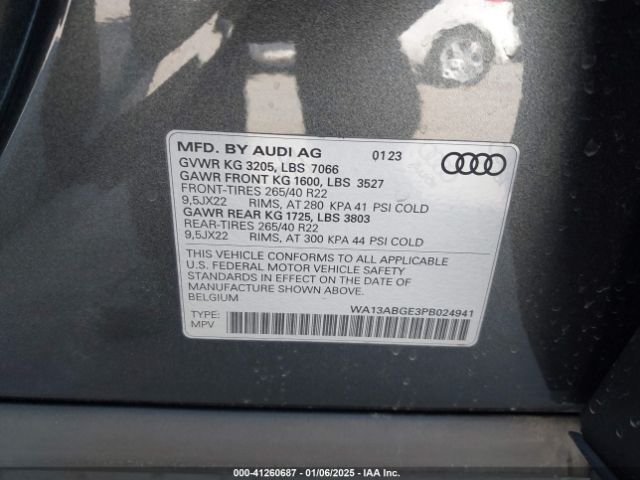 WA13ABGE3PB024941 Audi E-tron Sportback Prestige S Line Quattro