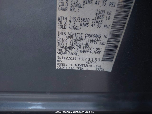 5N1AZ2CJ9LN171133 Nissan Murano Sl Fwd