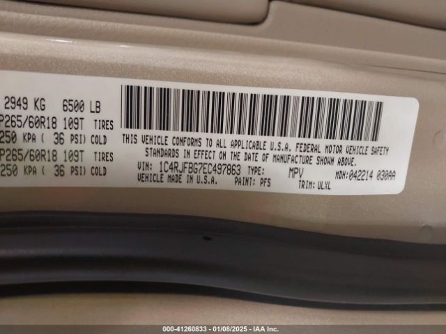 1C4RJFBG7EC497863 Jeep Grand Cherokee Limited