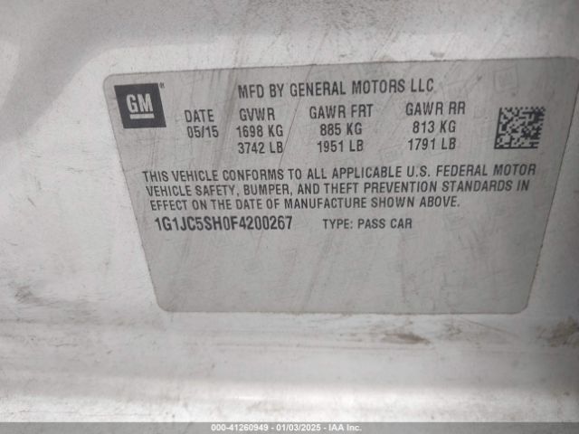 1G1JC5SH0F4200267 Chevrolet Sonic Lt Auto