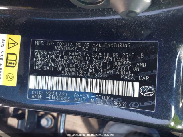 58ABK1GG7HU051516 Lexus ES 350