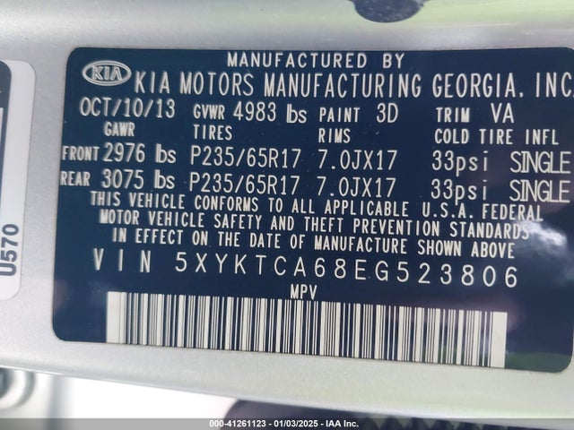 KIA SORENTO LX 2014 5XYKTCA68EG523806 Image 9