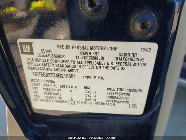 2004 CADILLAC ESCALADE 1GYEC63T34R210691 Photo 8