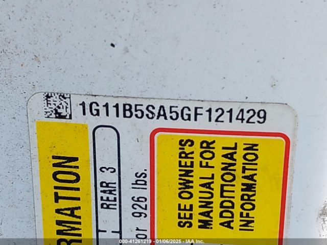 1G11B5SA5GF121429 Chevrolet Malibu Limited Ls