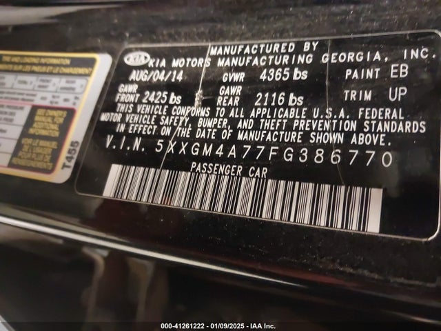 5XXGM4A77FG386770 KIA dohc gdi theta ii