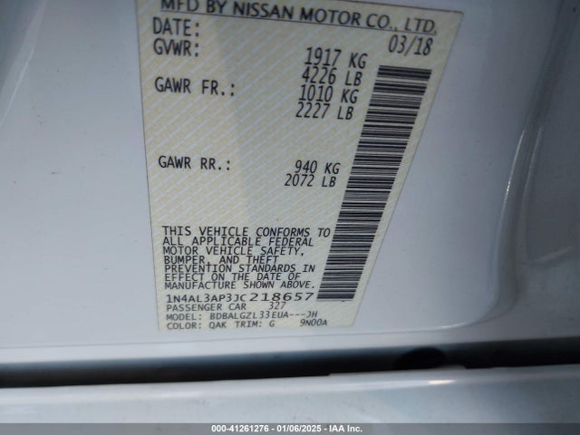 Nissan Altima 2.5 S 2018 1N4AL3AP3JC218657 Image 9